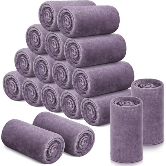 18 Pieces Soft Fleece Blankets Bulk 50 x 60 Inch Lightweight Flannel Blanket Plush Throw Blankets for Wedding Sofa Home Outdoor Couch Bed Gifts(Purple)