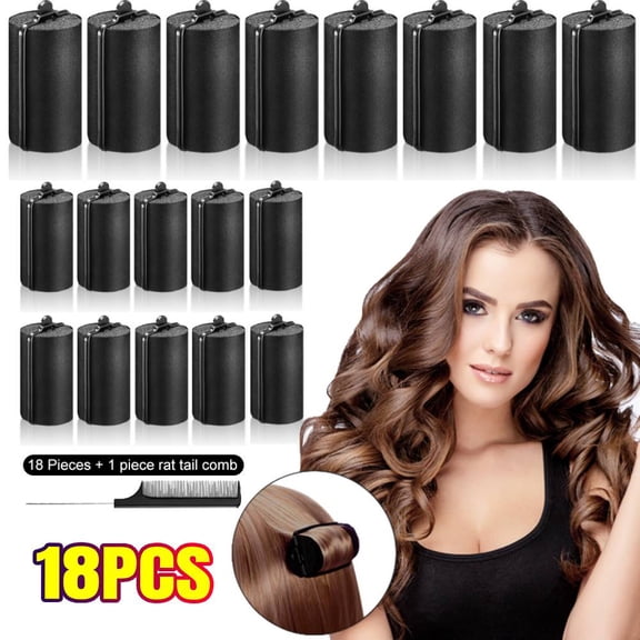 18 Pieces Sponge Hair Rollers 1.42 Inch Satin Rollers for Black Hair Soft Curler Flexible Styling Wave Curlers for Hairdressing Styling