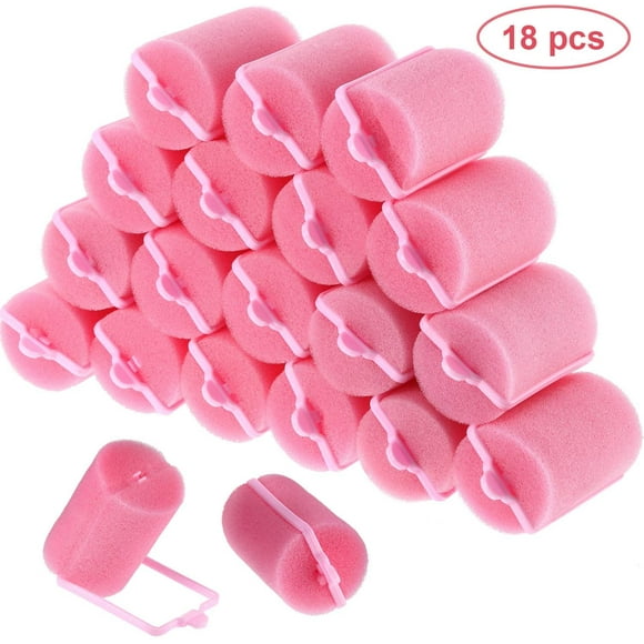 18 Pieces Sponge Hair Rollers 40 mm Soft Foam Hair Styling Curlers Large Size Hairdressing Curlers for Women and Kids (Pink)