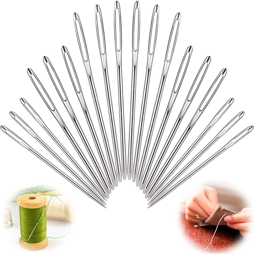 Large-Eye Needles Steel Yarn Knitting Needles Sewing Needles Darning  Needle, 9 Pieces (Pointed)