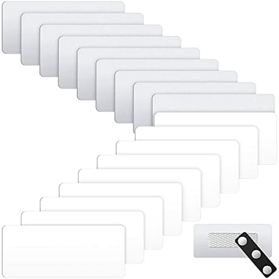18 Pieces Sublimation Name Tags 1 x 3 Inch DIY Badge Blank with Round Edges Magnetic Personalized Name Tags Metal Rectangular Blanks for School Office Supplies