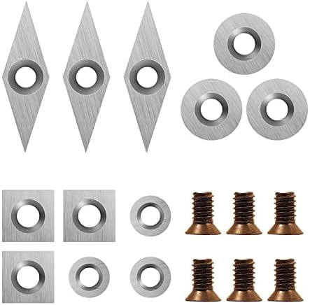 Diraeen 27pcs Carbide Lathe Tool Inserts Kit - Sharp & Durable Solid Tungsten Steel Blades With Screws & Screwdriver For Wood Turning Tools