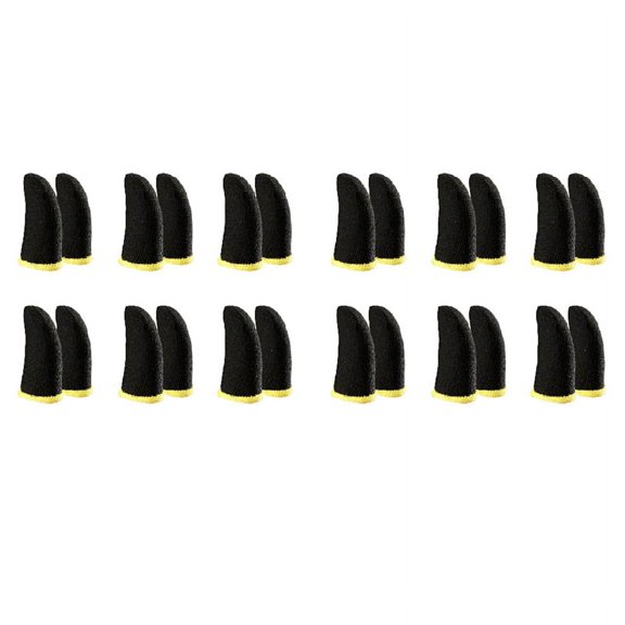 18-Pin Carbon Fiber Finger Sleeves for Mobile Games Contact Screen Finger Sleeves (24 Pcs),24 x Gaming finger sets,black-yellow