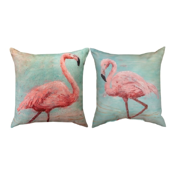 18" Pink Flamingo Reversible Square Throw Pillow