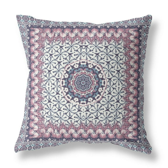 18 Pink Gray Holy Floral Indoor Outdoor Throw Pillow