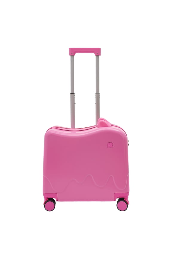 18" Pink Kids Ride-On Suitcase Rolling Luggage Case With Lock Children's Luggage Case