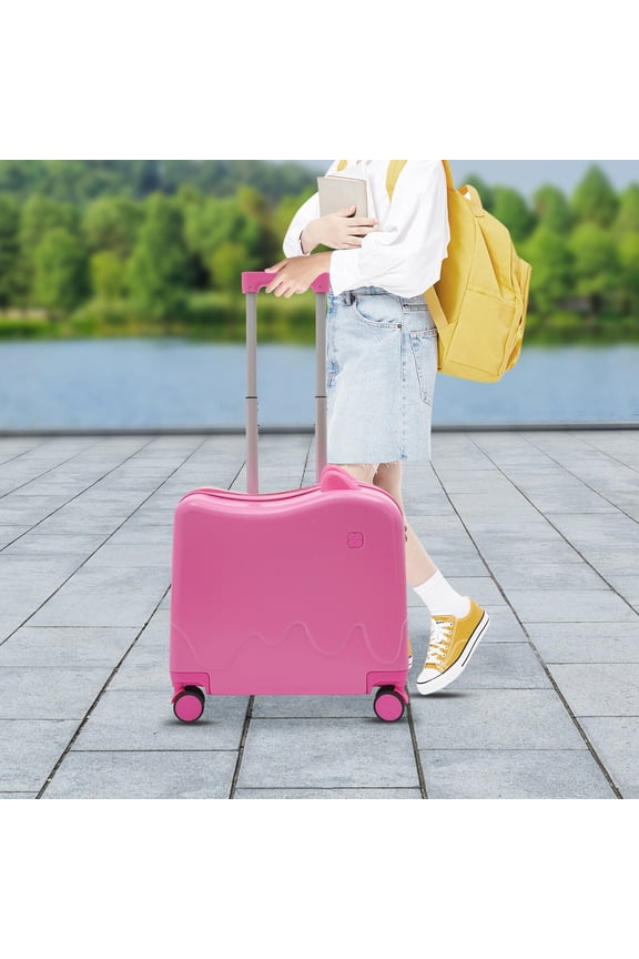 18" Pink Kids Ride-On Suitcase with Lock - Fun and Spacious Travel Luggage