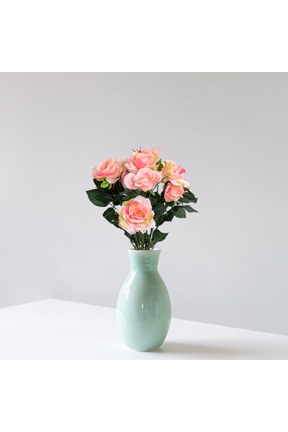 Rose Artificial Floral Bush Spray- 18" - Pink