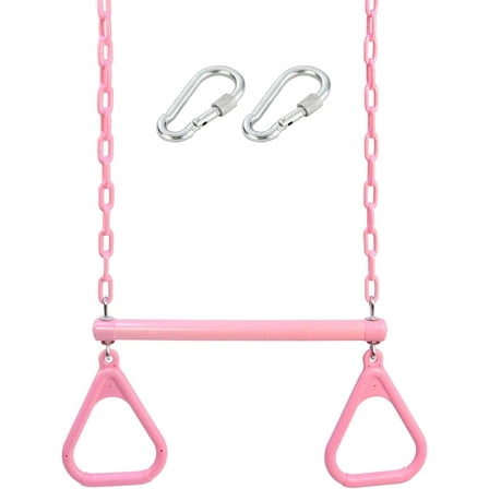 18" Pink Trapeze Swing Bar Rings 48" Heavy Duty Plastic Coated Chains Swing Set Accessories