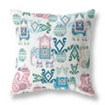 thumbnail image 1 of 18" Pink White Tribal Indoor Outdoor Zip Throw Pillow, 1 of 4