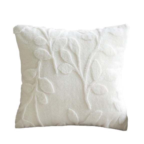 18" Plush Decorative Throw Pillow With Leaf Embossed Pattern Soft Cozy Accent Pillow For Couch Sofa Bed Living Room Bedroom Home Decor, Elegant Minimalist Washable Throw Pillow, Modern And Neutral
