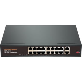 18 Port PoE Switch with 16 POE+ Port, and 2 Gigabit Uplink Port, IEEE802.3af/at Compliant, Up to 250W, 250m Extended, Metal Design, Unmanaged Power Over Ethernet Switch, Plug and Play