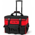 thumbnail image 1 of XtremepowerUS 18" Rolling Tool Bag with Wheels, 600D Water-Resistant Tool Tote with 19 Pockets & Telescoping Handle, Black/Red, 1 of 7