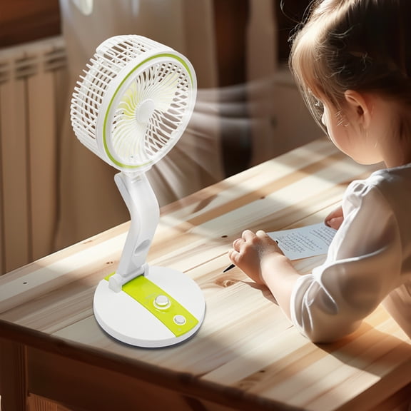 18" Portable Solar Power Fan 2-in-1 Desk Fan & LED Night Light with Solar Panel, Adjustable Angle, USB Charging for Home, Office, and Outdoors