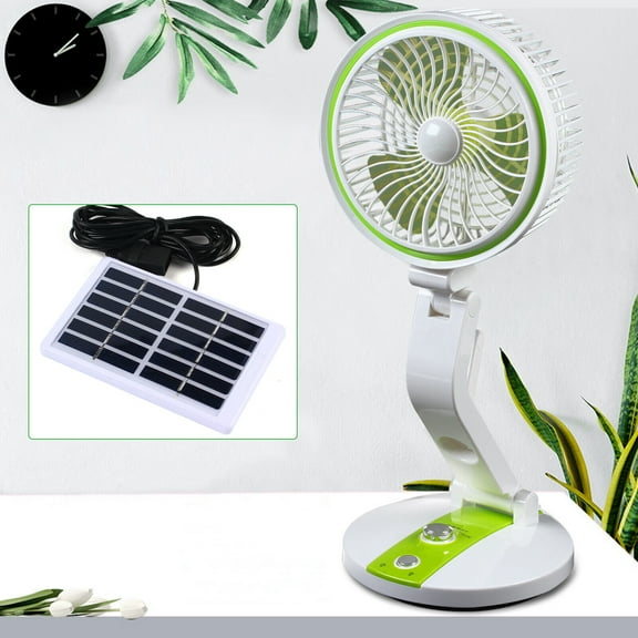 USB Portable Solar Powered Fan Foldable180Adjustable Standing Fan Rechargeable