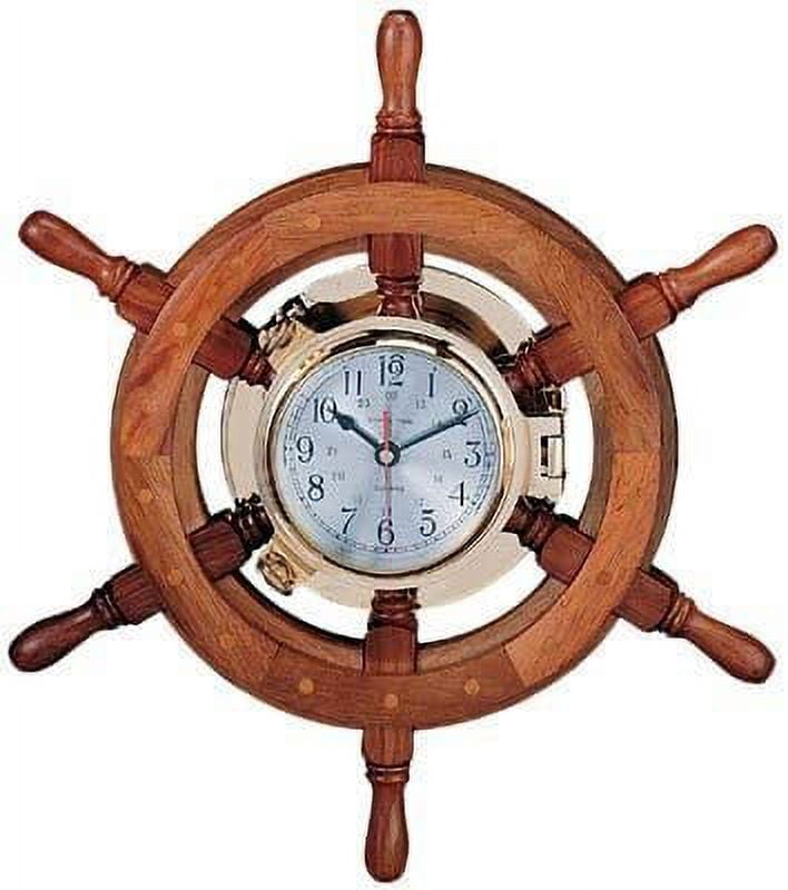 HS 24 Porthole Ship Wheel Clock 