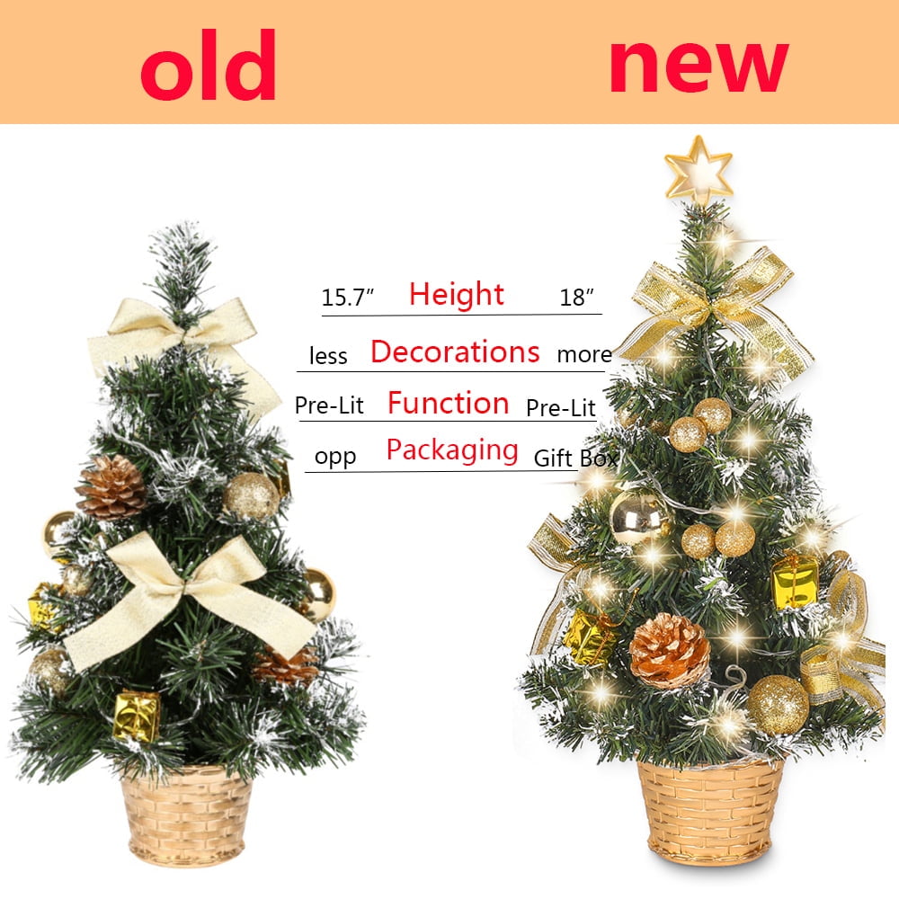 18" PreLit Artificial Mini Christmas Tree,Lighted Small Christmas Pine
