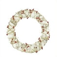 thumbnail image 1 of Northlight 18" Prelit Burlap and Berry Rattan Artificial Christmas Wreath - Clear Lights, 1 of 1