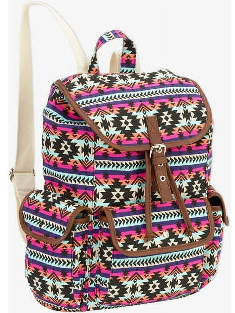 18 Printed Canvas 2 Pocket Flap Backpack