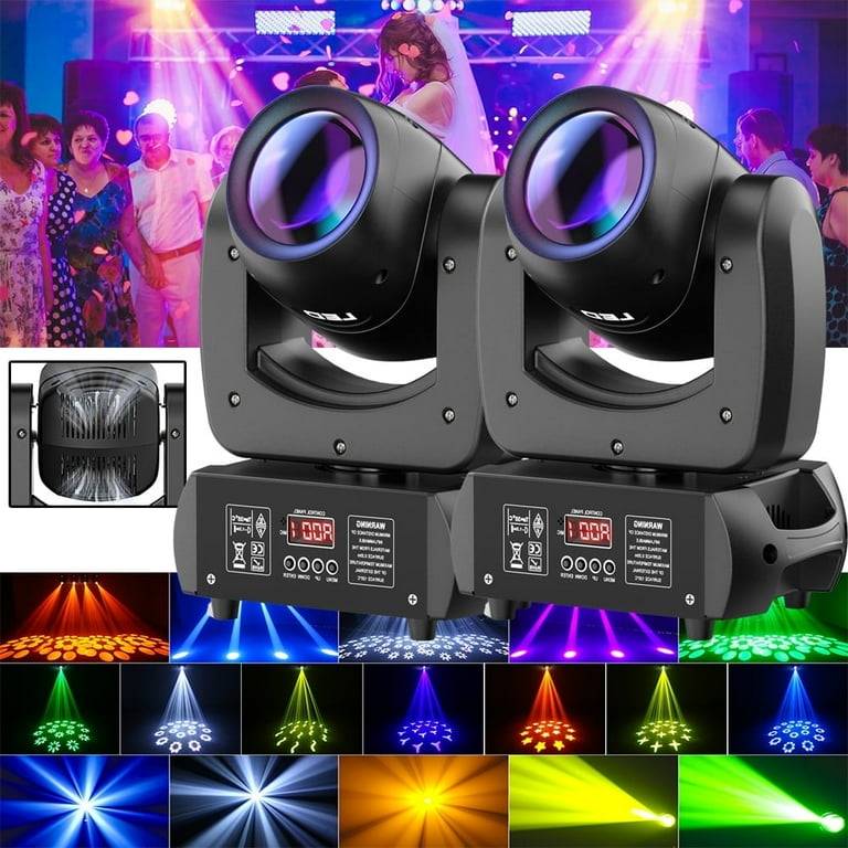 18 Prism LED Moving Head Light 120W DJ Lights Stage Lighting by DMX and Sound Activated Control Spotlight for Disco Party Wedding KTV Club Show 2pcs