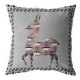 thumbnail image 1 of 18" Purple Cream Boho Deer Suede Throw Pillow, 1 of 4