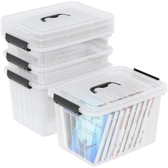 18 Quart Clear Plastic Storage Box with Handle, Latching Bins with Lid, 4 Packs