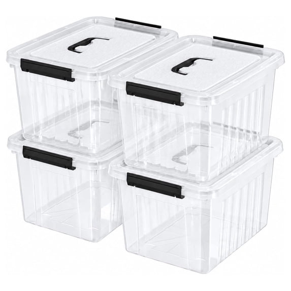 18 Quart Clear Storage Bin with Latching Lids, 4 Pack Plastic Boxes ...