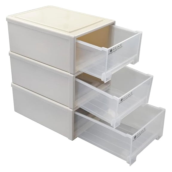 18 Quart Plastic Stacking Chest of Drawer, Storage Drawer Box, 3 Packs