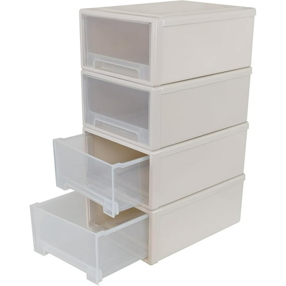 18 Quart Stackable Desktop Drawers, 4 Pack Plastic Stacking Drawer Units, Storage Drawers for Organizing