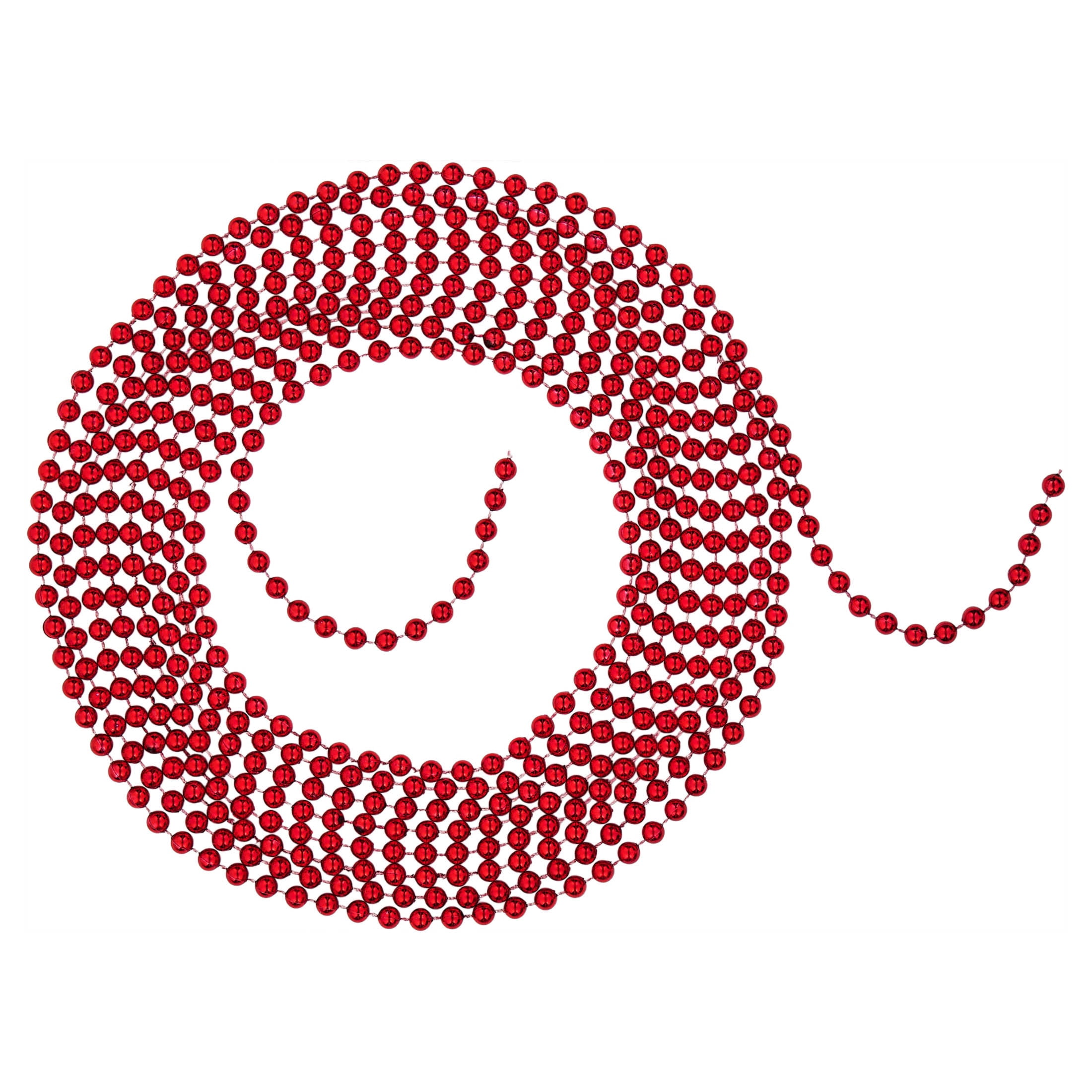 Plastic Metallic Bead Christmas Garland, Red, 18', by Holiday Time
