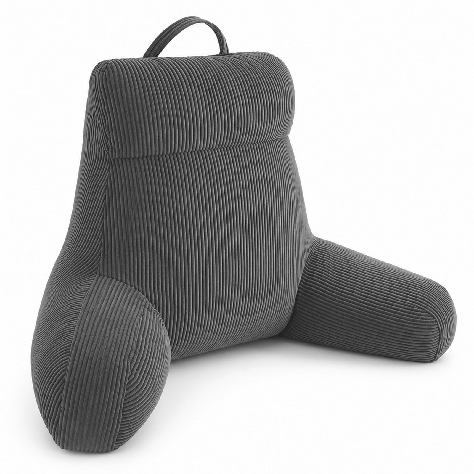 18” Reading Pillow,Backrest Pillow with Adjustable Firmness, Reinforced Headrest & Armrests, Supportive Sit-Up Pillow for Bed, Floor, Gaming(Grey)