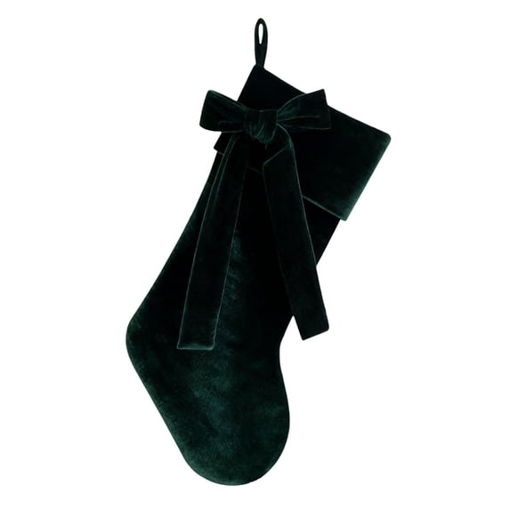 18" Red & Green Velvet Christmas Stockings with Bow – Traditional Holiday Decor for Fireplace, Tree, and Family Celebrations, Large Size for Gifts, Set of 1, B