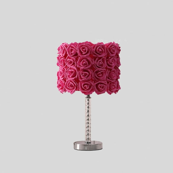 18†Red Roses Acrylic And Metal Table Lamp