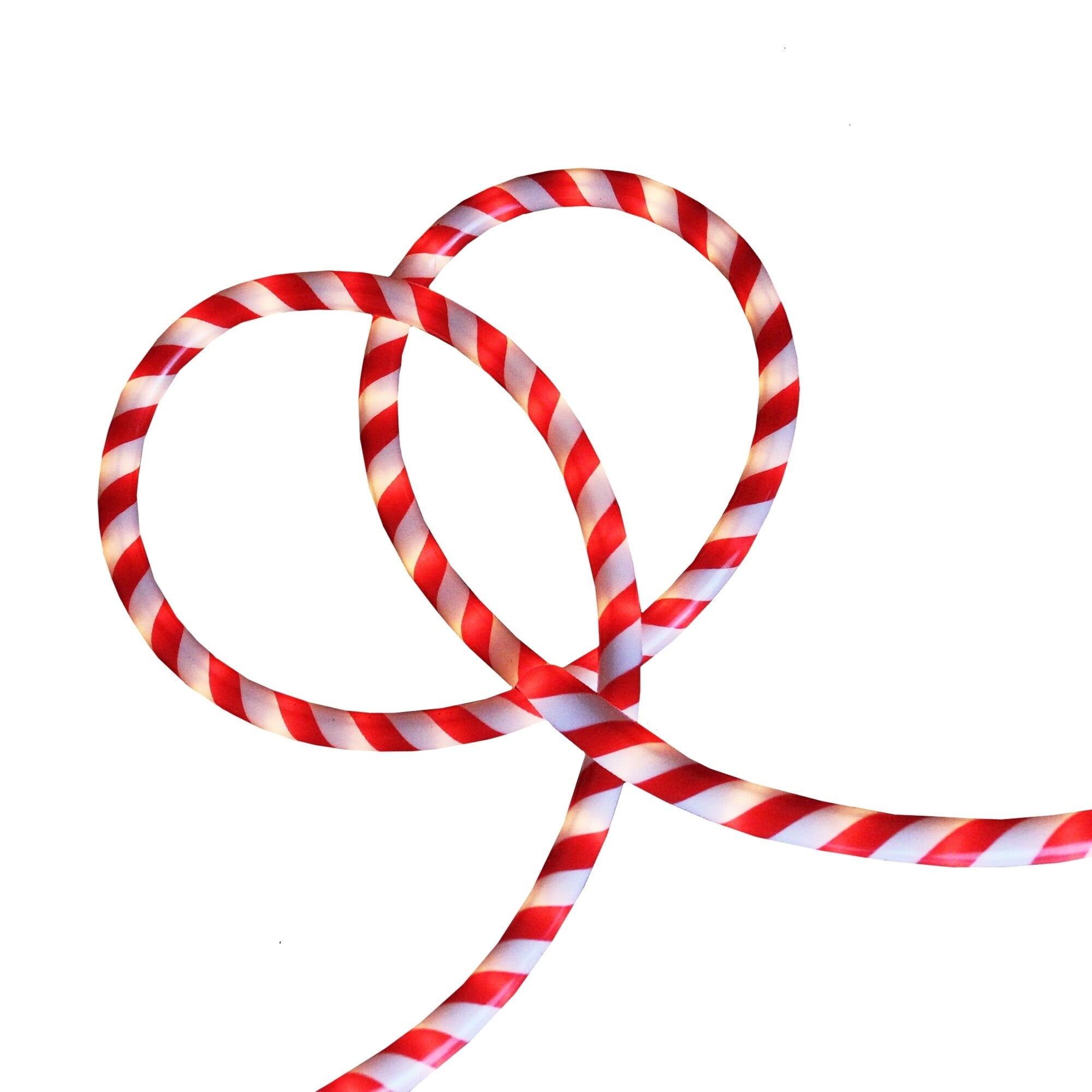 18' Red and White Candy Cane Striped Christmas Rope Light