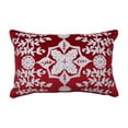 thumbnail image 1 of 18" Red and White Embroidered Floral Rectangular Throw Pillow, 1 of 2