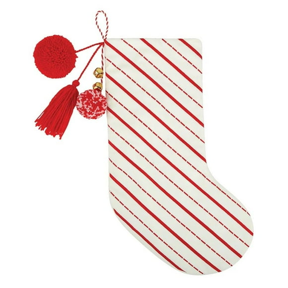 18" Red and White Striped Holiday Christmas Stocking