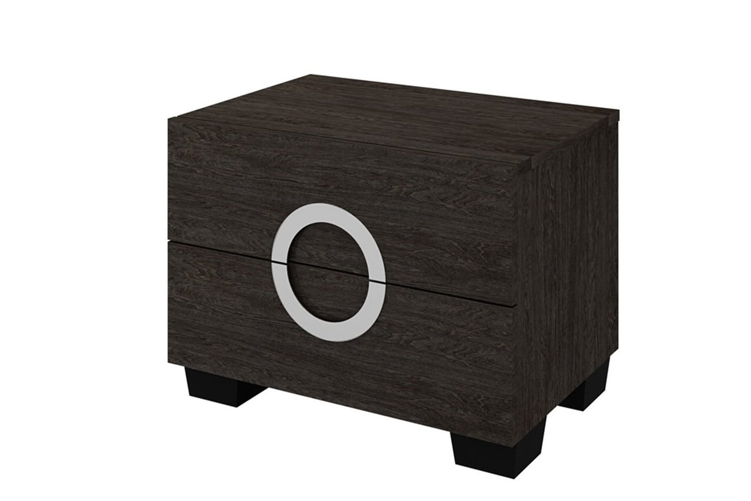 18" Grey High Gloss Wood Nightstand with Chrome Knobs