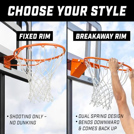 18" Regulation Steel Basketball  - Fixed or Breakaway Option - Durable All-Weather Design