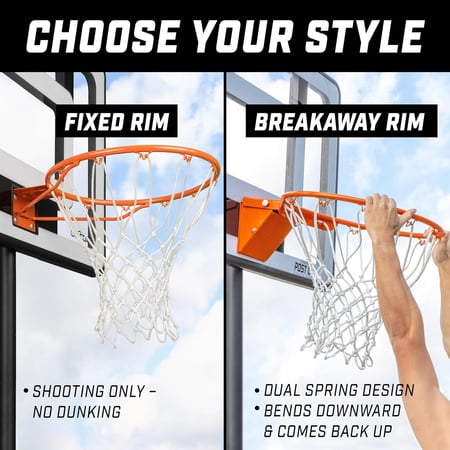 18" Regulation Steel Basketball - Fixed or Breakaway Option - Durable All-Weather Design