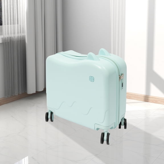 18" Ride-On Suitcase, Children's Luggage Case, Rolling Luggage With Lock For Short Trips, Study Tours, Outings Mint Green