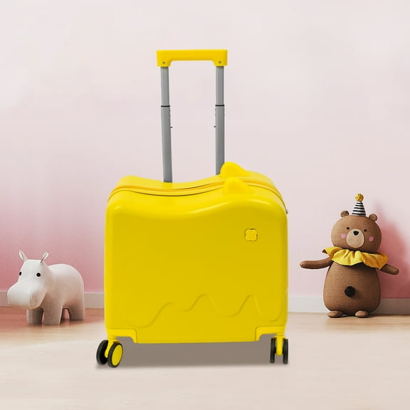 18" Children's Luggage Case Rolling Kids Ride-On Suitcase W/ Lock & Stickers