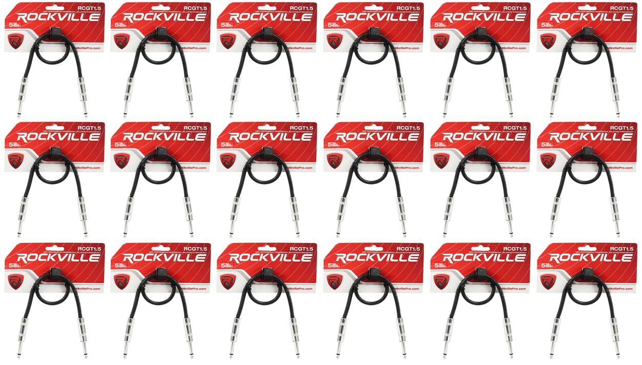 18 Rockville RCGT1.5B 1.5'  1/4" TS to 1/4'' TS Guitar/Instrument Cable
