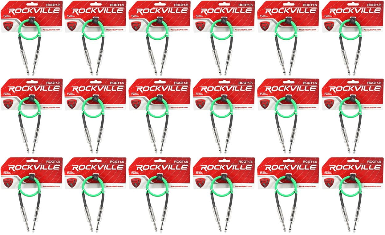 18 Rockville RCGT1.5G 1.5'  1/4" TS to 1/4'' TS Guitar/Instrument Cable
