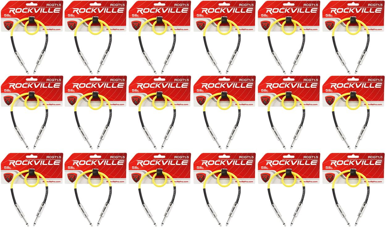 18 Rockville RCGT1.5Y 1.5'  1/4" TS to 1/4'' TS Guitar/Instrument Cable
