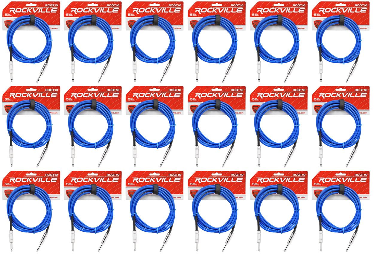 18 Rockville RCGT10BL 10'  1/4" TS to 1/4'' TS Guitar/Instrument Cable