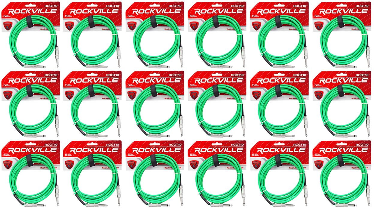 18 Rockville RCGT10G 10'  1/4" TS to 1/4'' TS Guitar/Instrument Cable