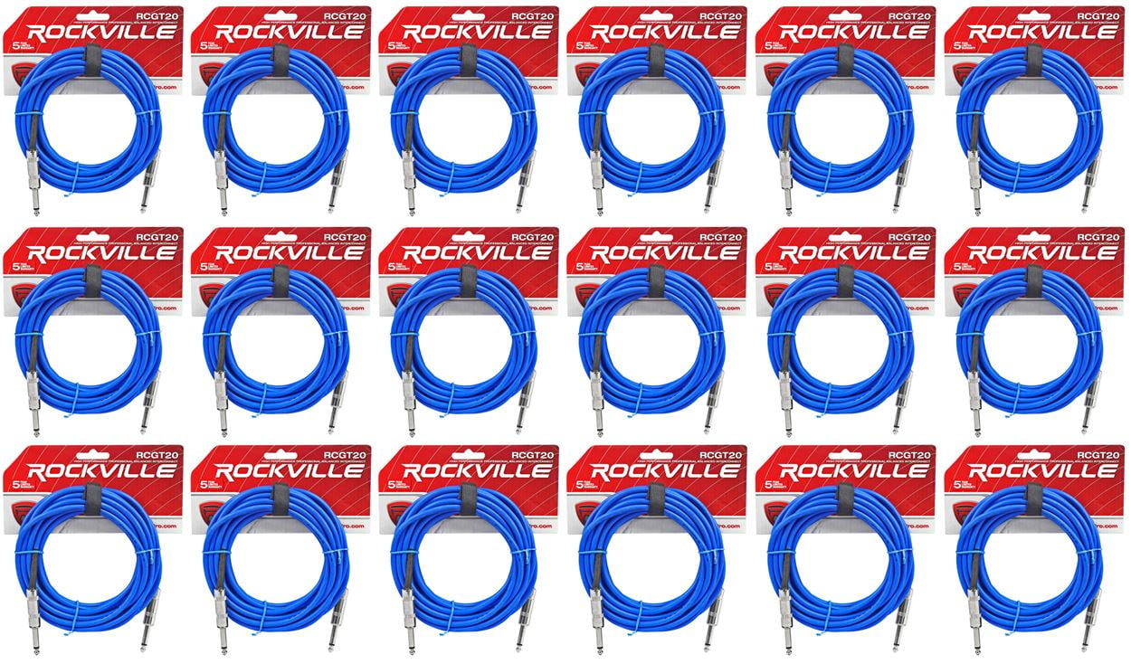 18 Rockville RCGT20BL 20'  1/4" TS to 1/4'' TS Guitar/Instrument Cable
