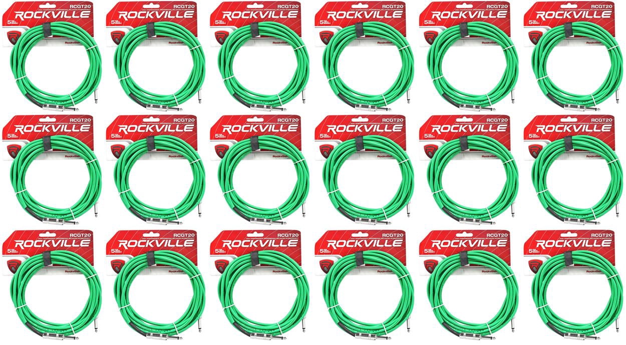18 Rockville RCGT20G 20'  1/4" TS to 1/4'' TS Guitar/Instrument Cable