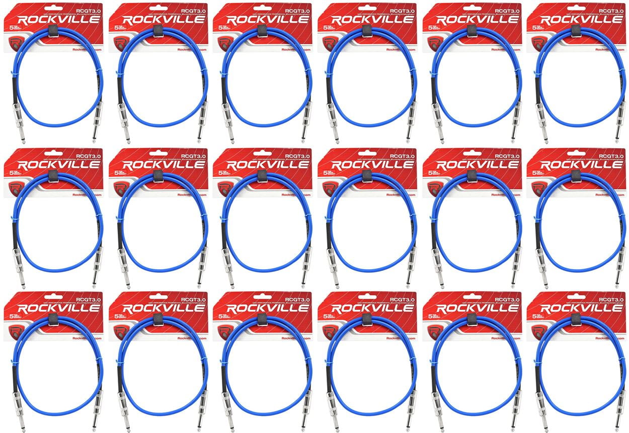 18 Rockville RCGT3.0BL 3'  1/4" TS to 1/4'' TS Guitar/Instrument Cable