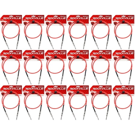 18 Rockville RCGT3.0R 3' 1/4" TS to 1/4'' TS Guitar/Instrument Cable